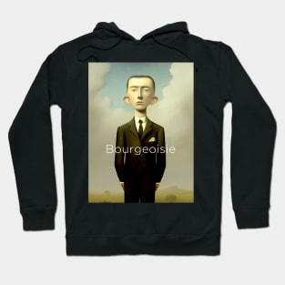 Bourgeoisie: A bourgeoisie man stands alone on a Dark Background Hoodie